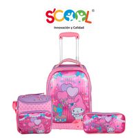 Set Mochila De Ruedas + Lonchera + Cartuchera Magic Grande Escaladora My Melody