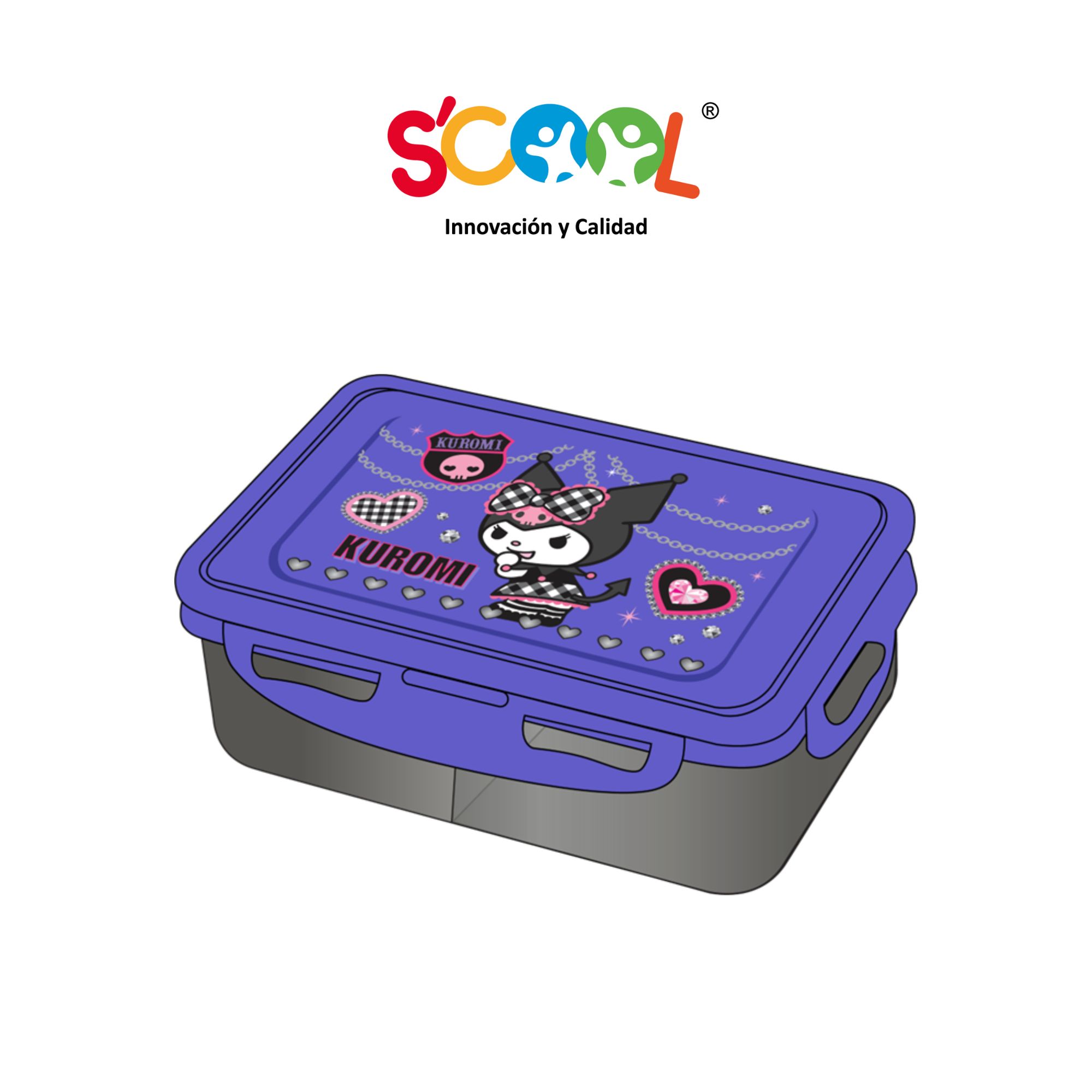 Táper SCOOL Pp Rect 640ml C/Div Kuromi