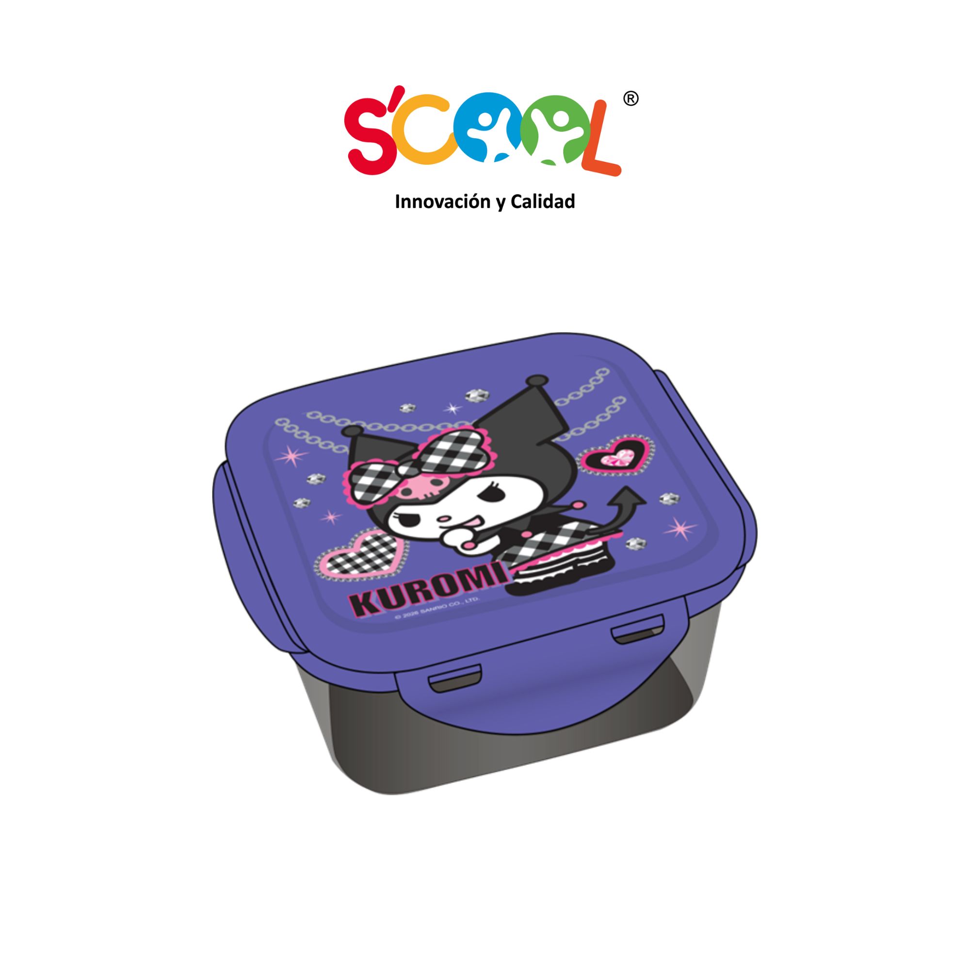 Táper SCOOL Pp Cuadrado 590ml Kuromi