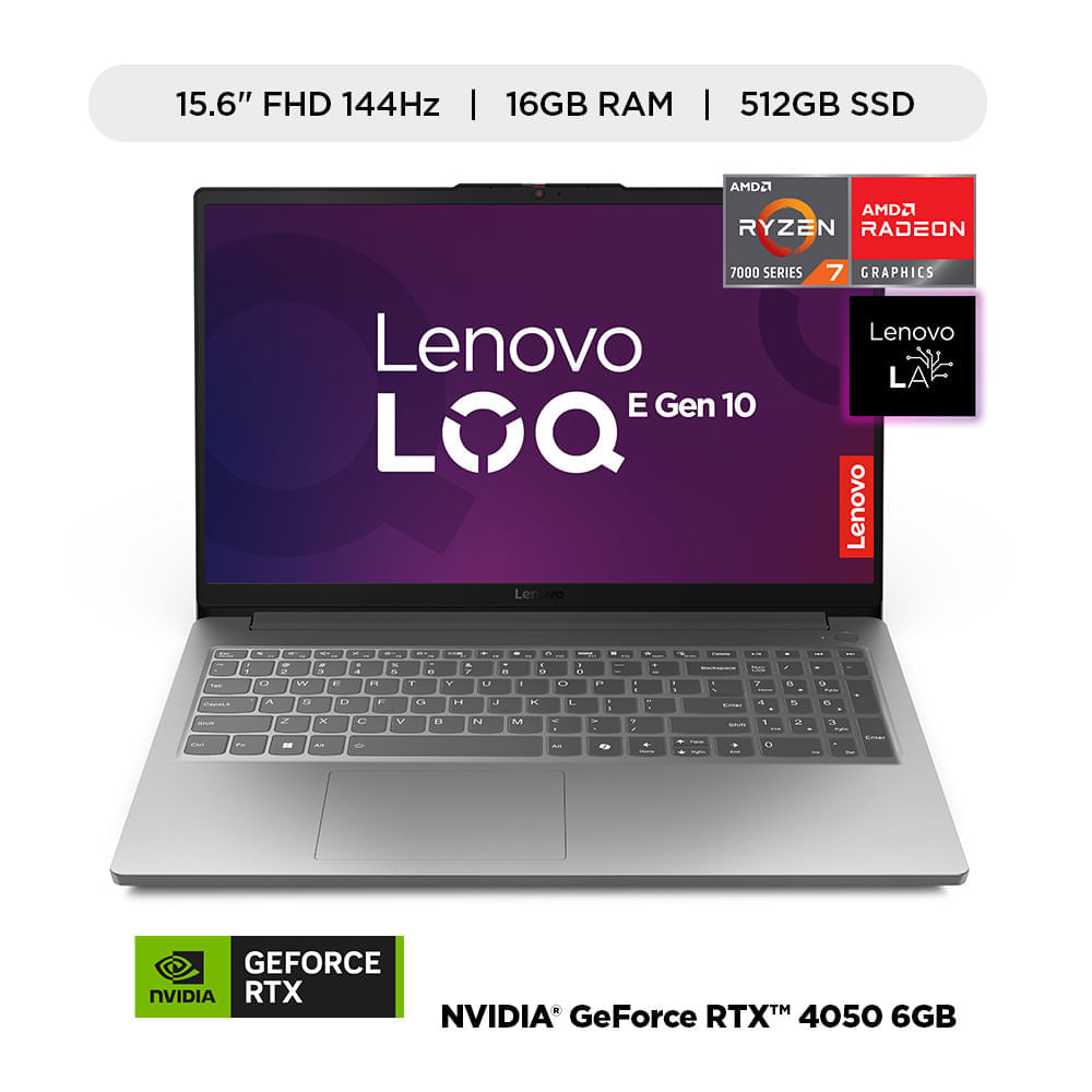 Laptop Gamer Lenovo LOQ Essential AMD Ryzen 7 16GB RAM 512GB SSD RTX 4050 6GB 15.6"" FHD 144Hz