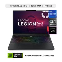 Laptop Gamer Lenovo Legion Pro 5i Intel Core i9 32GB RAM 1TB SSD RTX 5060 8GB 16"" WQXGA 240Hz