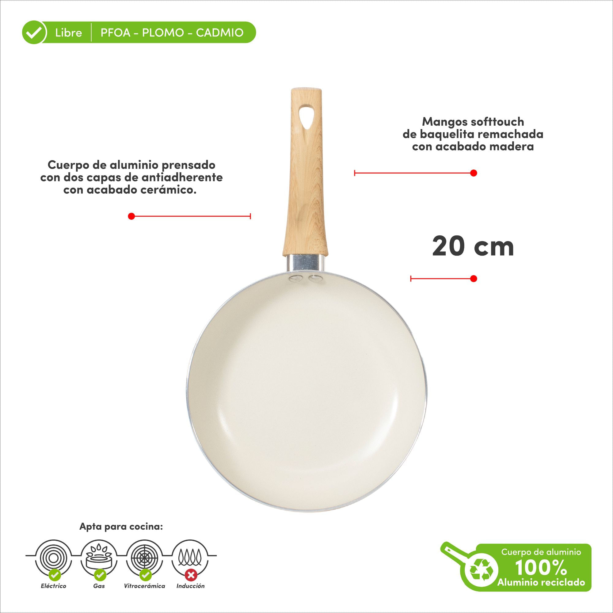 Sartén de Cerámica Blanca ILKO 20cm