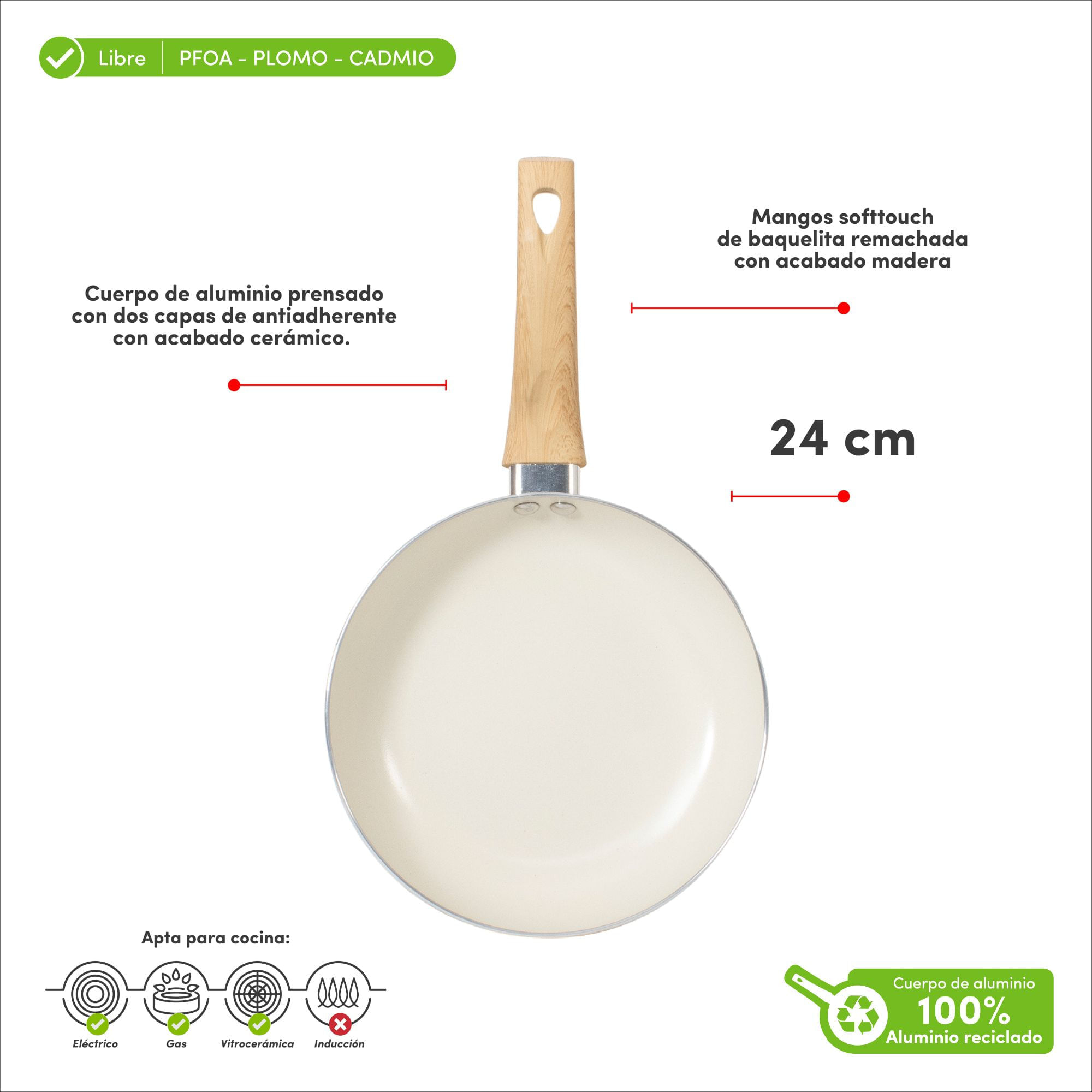 Sartén de Cerámica Blanca ILKO 24cm