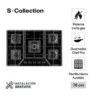 Encimera Scollection Vidrio Templado A Gas 76Cm 5 Hornillas