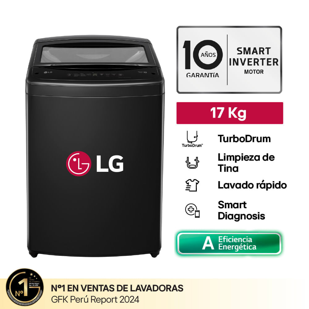 Lavadora LG 17 Kg Carga Superior WT17OBVTB Negro