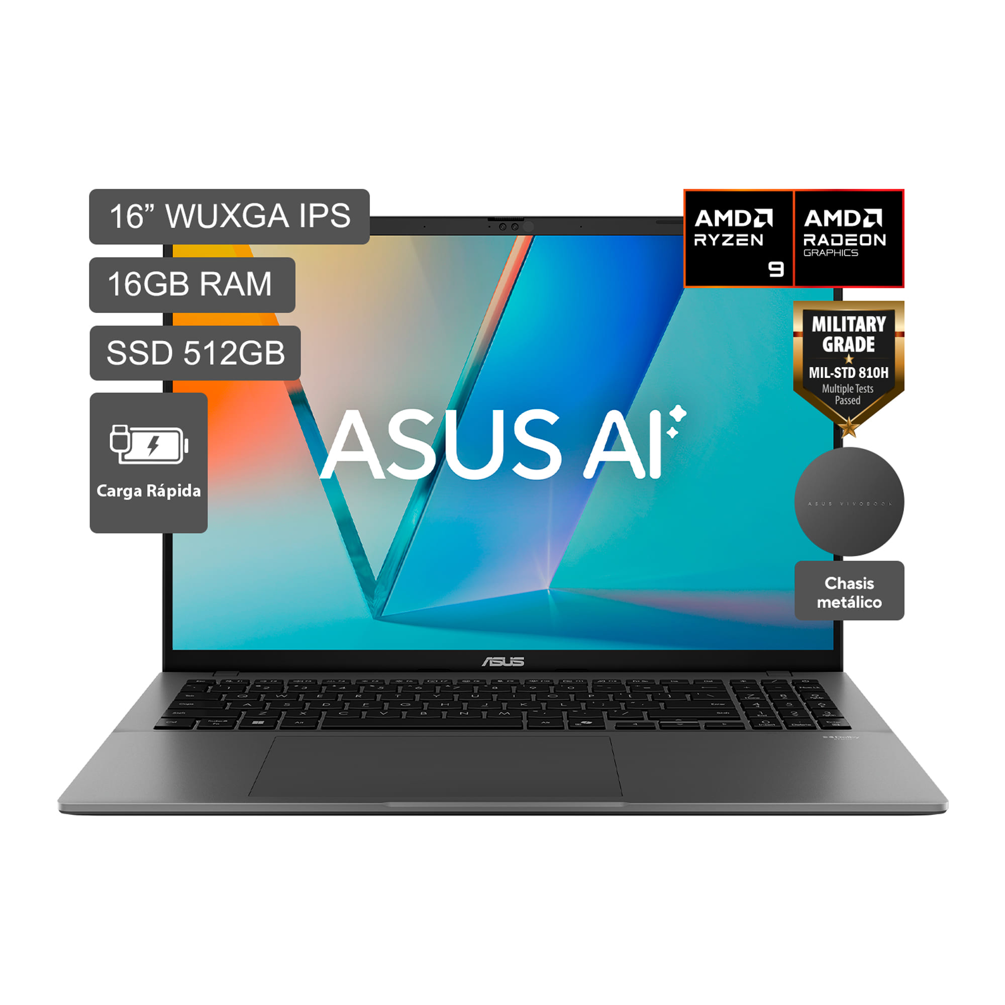 Laptop ASUS Vivobook S16 16'' AMD Ryzen 9-270 16GB 512GB SSD