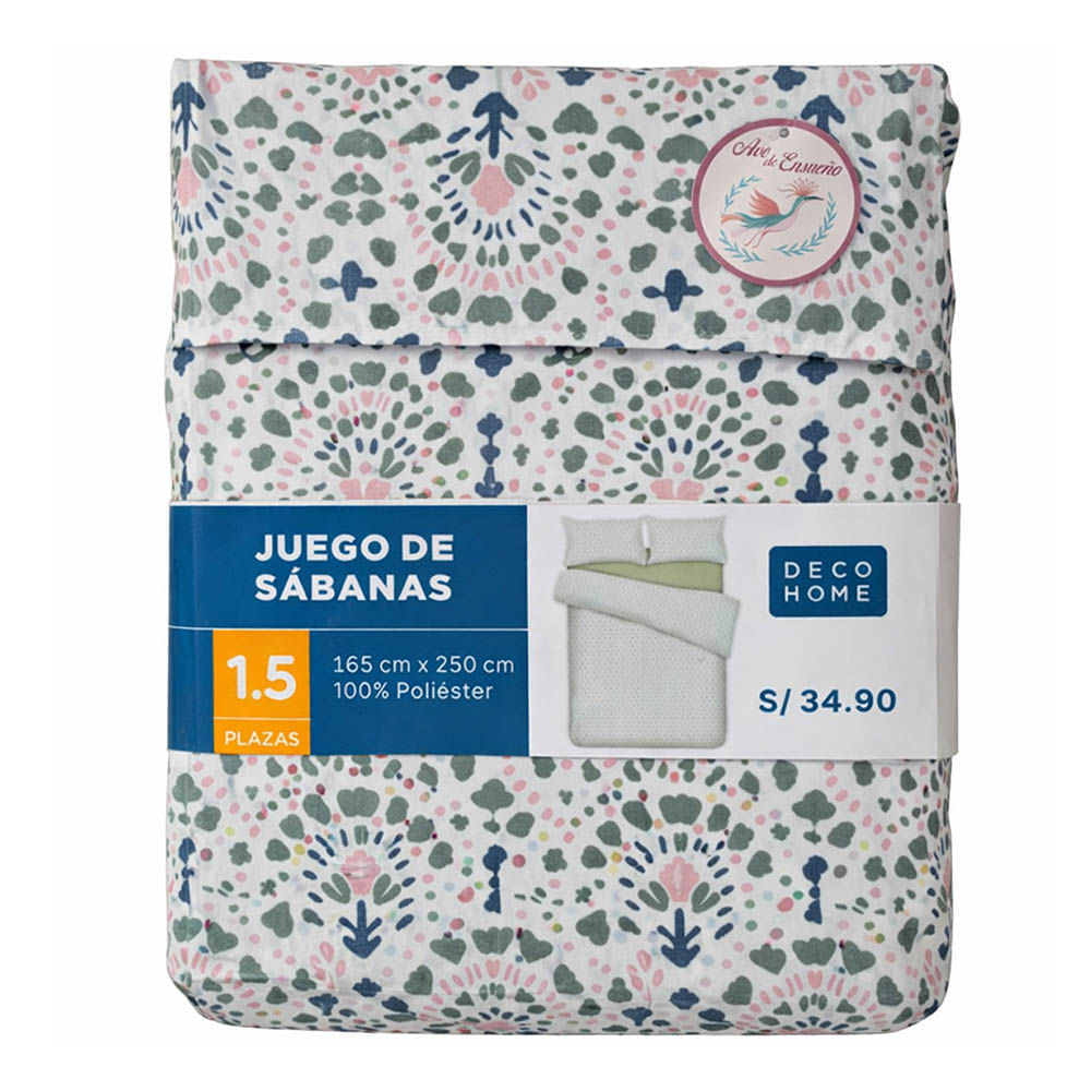 Sábanas DECO HOME Ave de Ensueño 1.5 Plazas