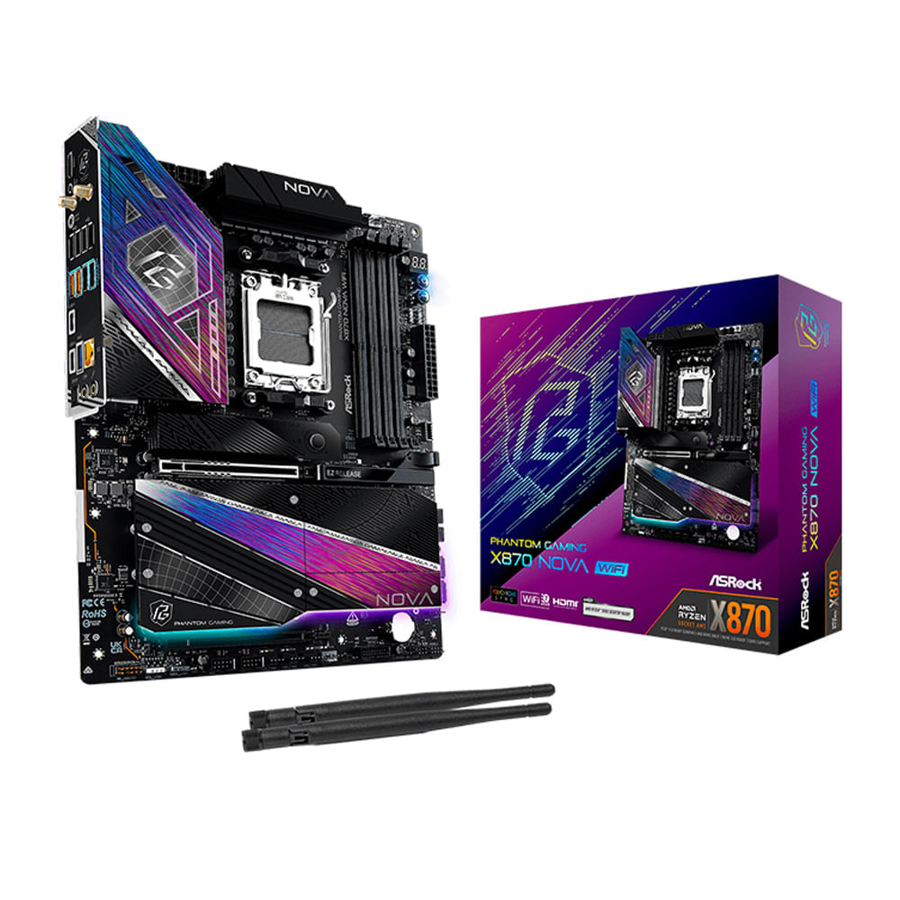 Placa madre ASRock X870 Nova WiFi socket AM5, Wi-Fi 7, LAN 5GbE, USB4