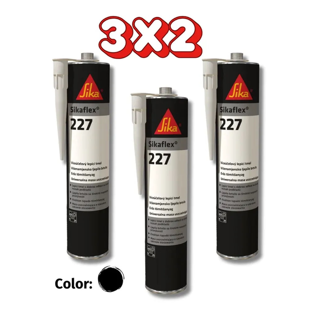 Pack 3x2 Adhesivos para Carrocerías Sikaflex227 Negro X300ML