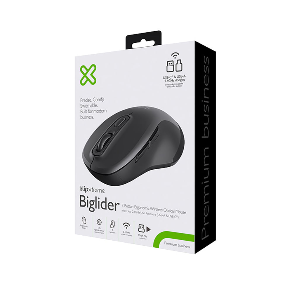 Mouse Klip Xtreme - 2.4 GHz - Wireless - Dual Dongle