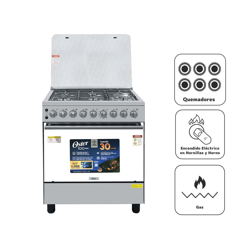 Cocina de Pie a Gas OSTER 6 Quemadores OS-PGSGC30061GISM Inox