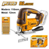 Sierra Caladora Brushless Ingco 20V con 5 Hojas de Calar CJSLI1008