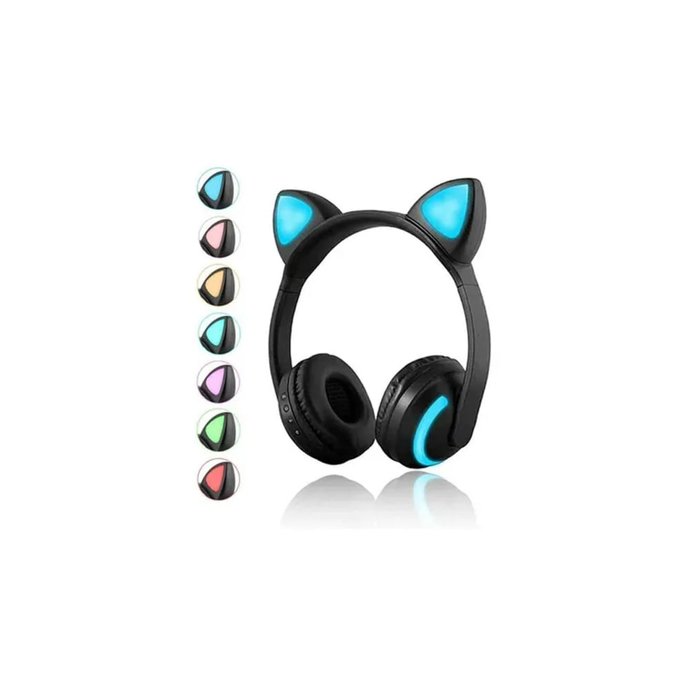 Audífonos orejas de gato bluetooth led