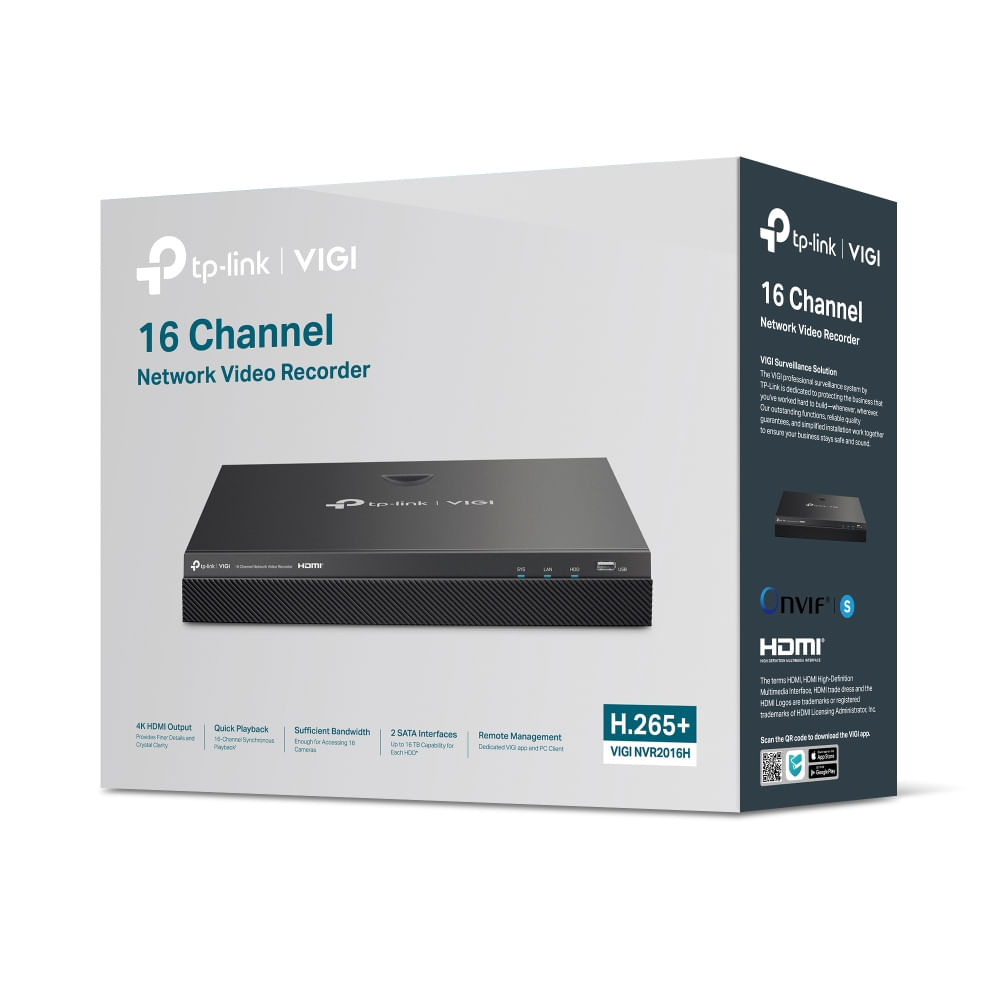 NVR VIGI NVR2016H 16 canales hasta 4K ONVIF
