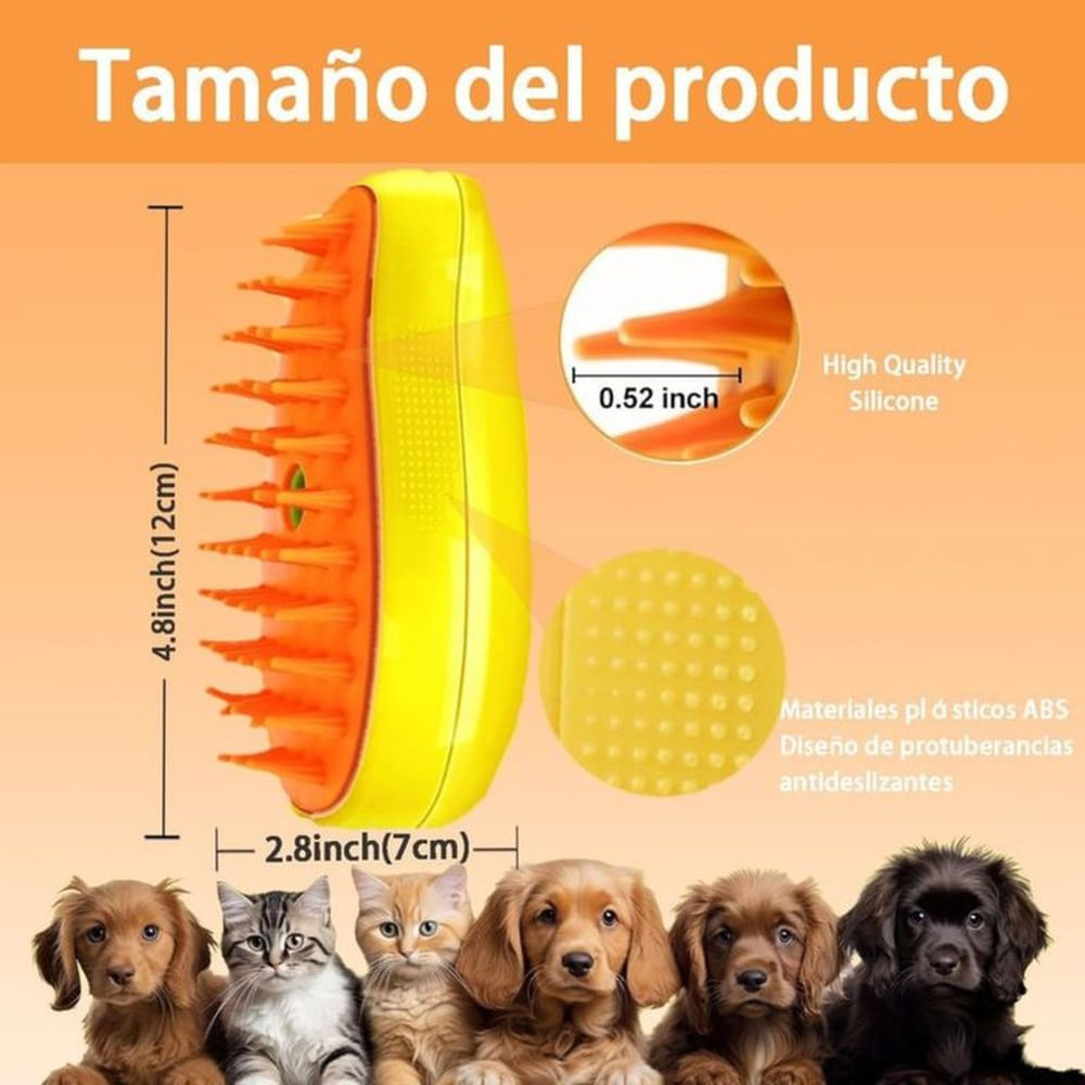 Cepillo Peine  a Vapor 3 en 1 Recargable para Perros y Gatos