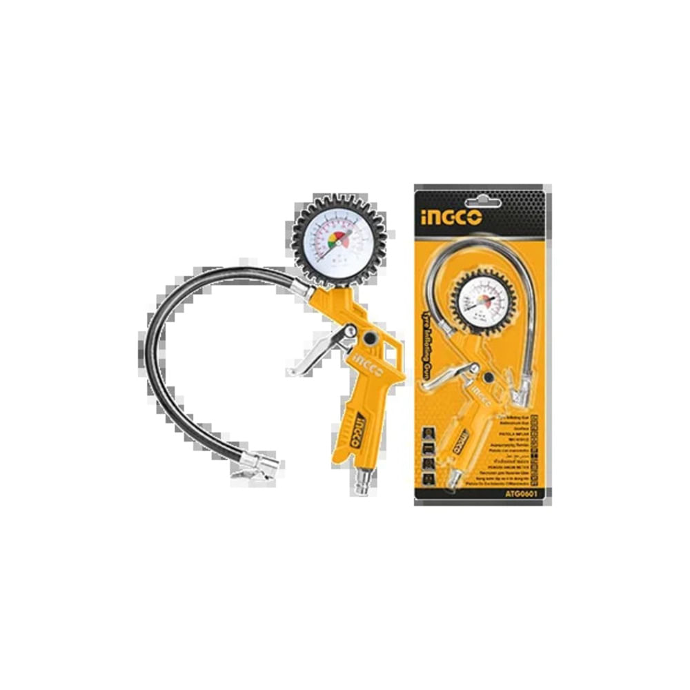 Ingco Industrial atg0601 Pistola Para Inflar Y Calibrar Neumático Con Manómetro