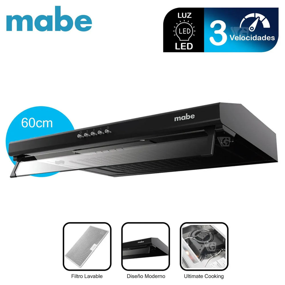 Campana Extractora Mabe CMU6020PB0 60cm Negro