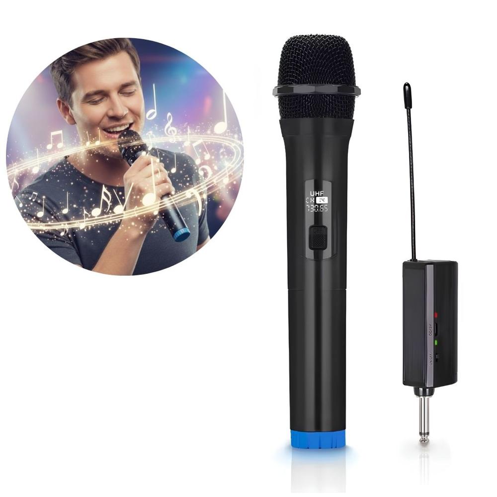 Pack Micrófono Inalámbrico UHF Recargable WG-11 Karaoke con Pantalla Digital