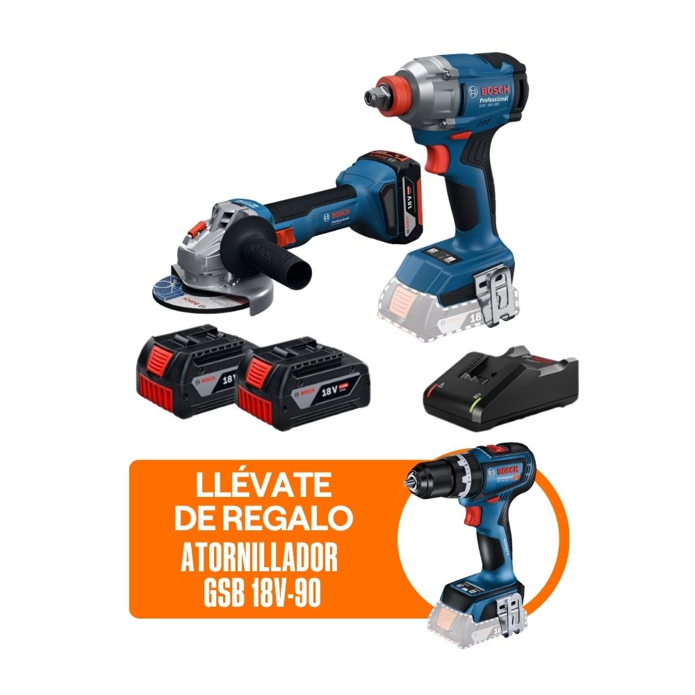 Taladro 18v-90 + Amoladora Gws 18v-8 + Atornillador Gdx 18v-285 Bosch