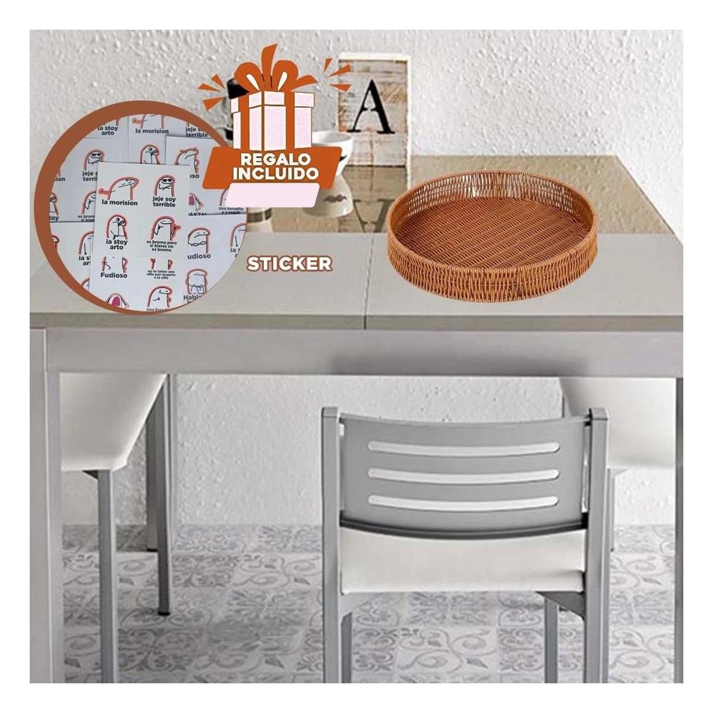 Base Practica Tejida Circular 30cm Marron Uso Diario Casa Hogar Nuevo Y+Regalo Sticker