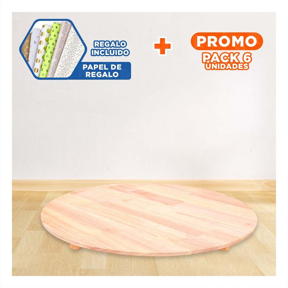 Pack6 Plataforma Rustica Circular de Madera con Patitas para Decoracion de Hogar Y+Papel Regalo