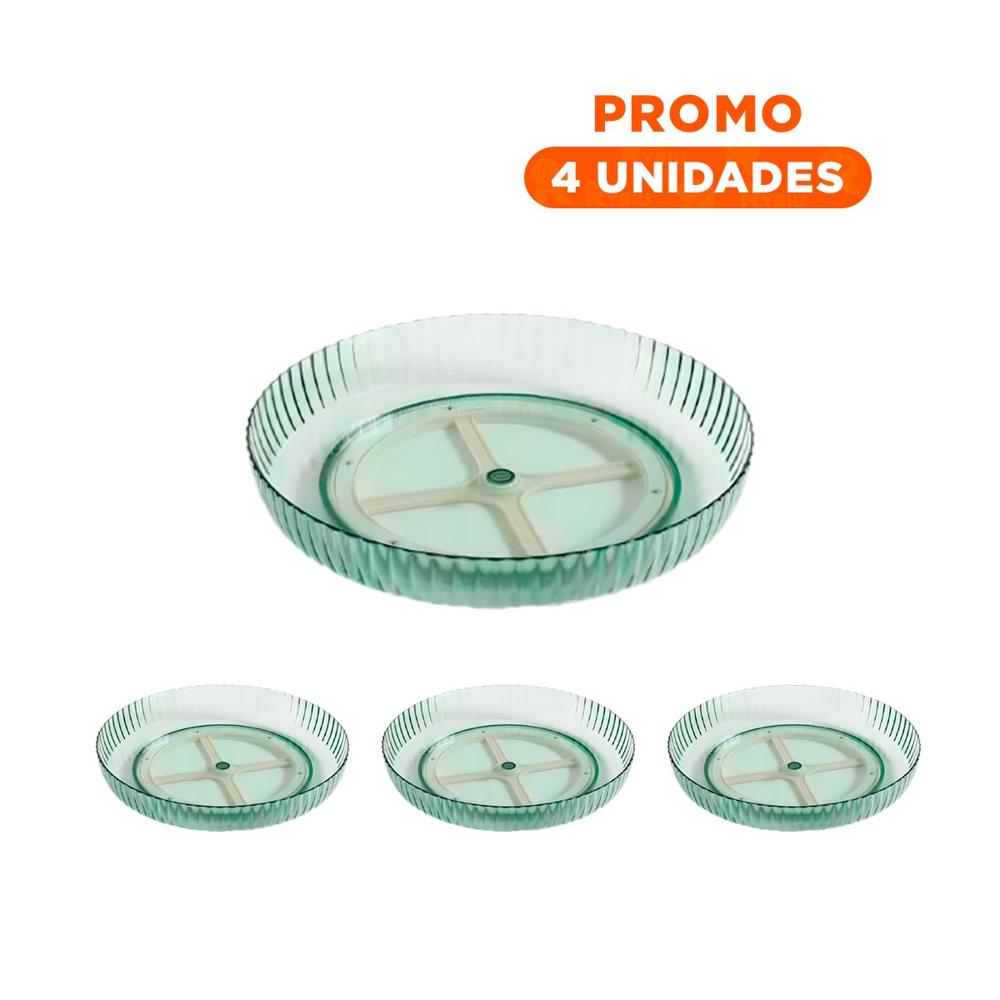 Pack4 Contenedor Para Especias Plastico 30.5x6x30.5cm Practico Verde Y+Regalo Sticker