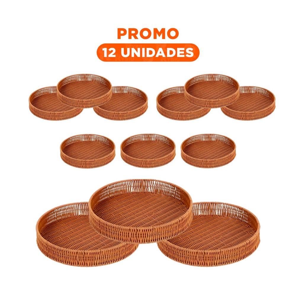 Pack12 Base Decorativa Tejido Circular 26cm Marron Orden Personal Diario Y+Regalo Sticker