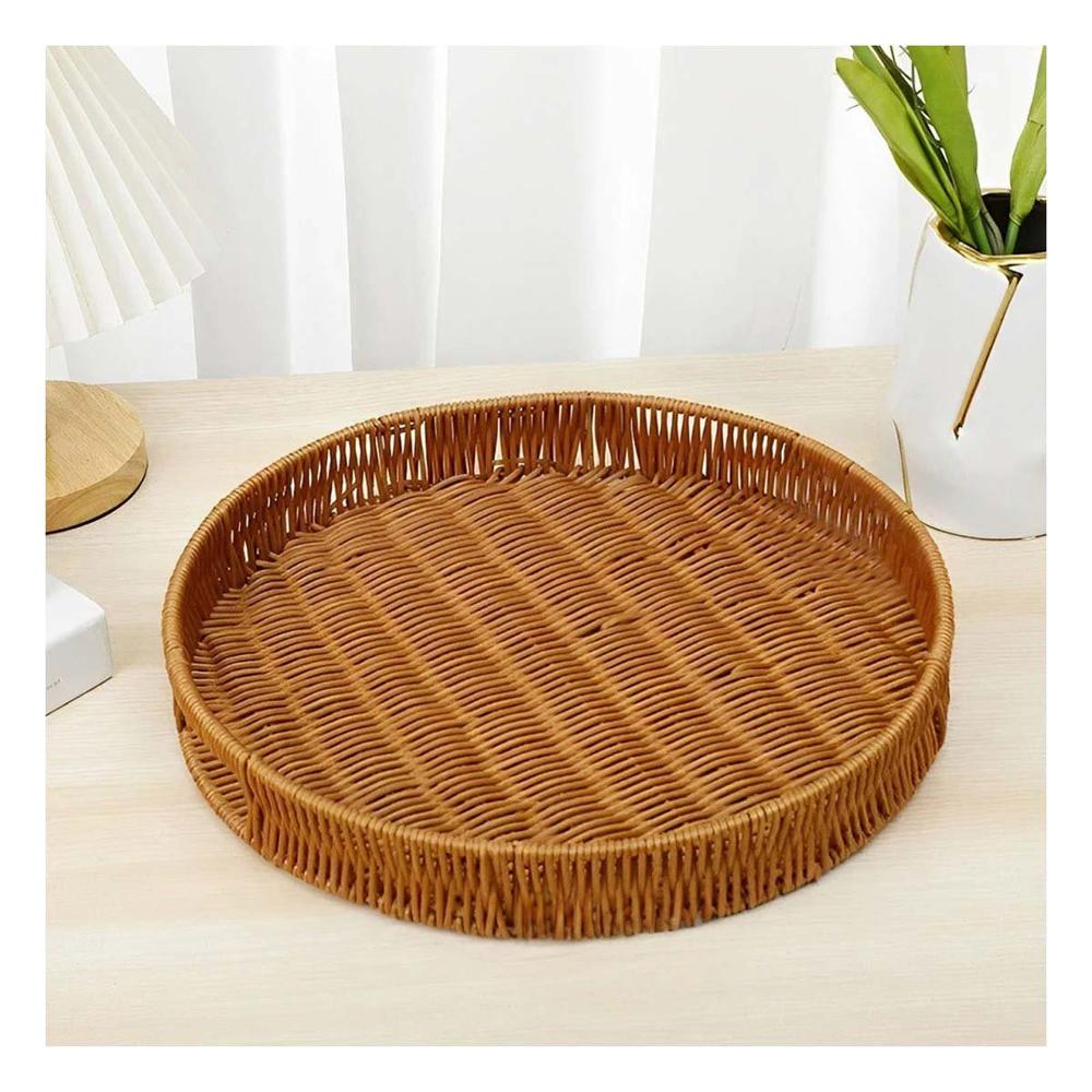 Base Tejida Circular 35cm Color Marron para Orden Diario en Hogar Moderno