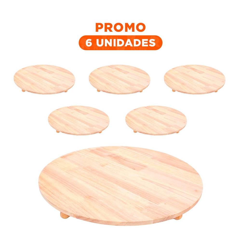 Pack6 Plinto de Madera Circular con Patitas para Uso Hogar