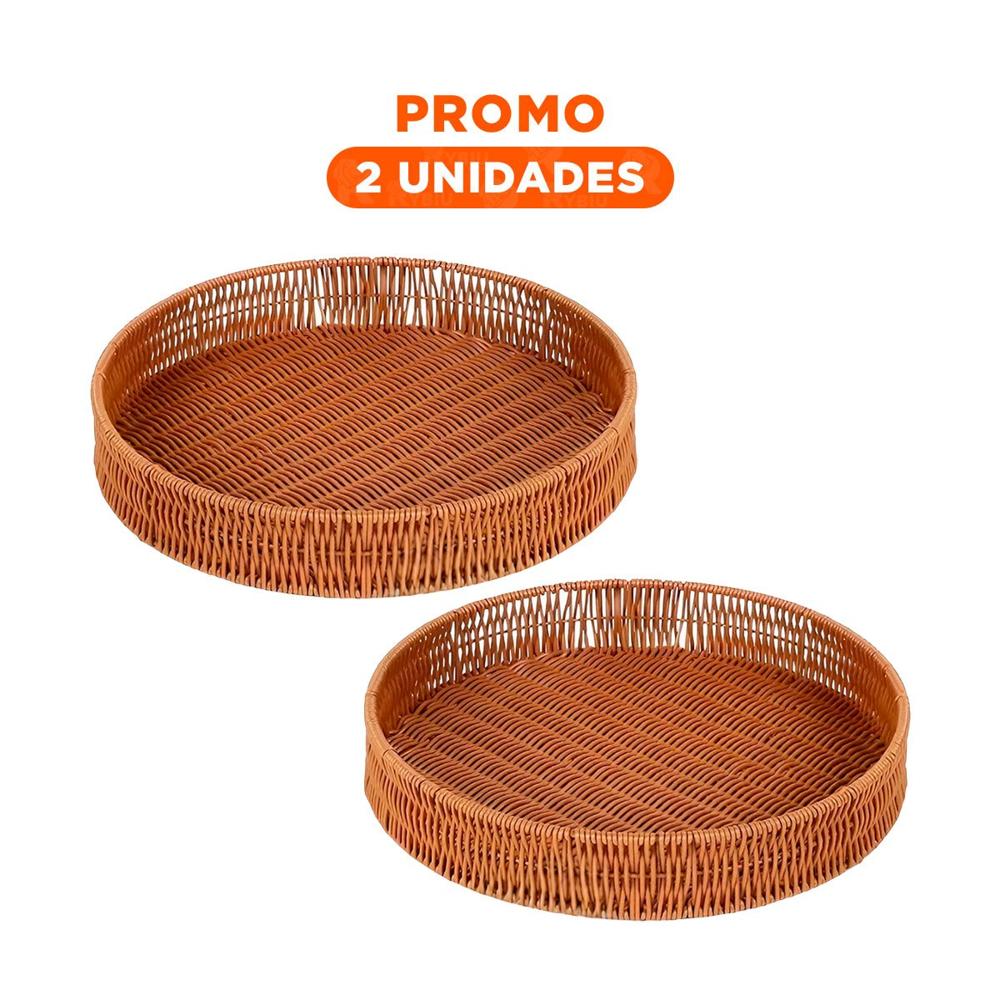 Pack2 Cesto Funcional Tejido Circular 26cm Marron para Hogar Moderno Total