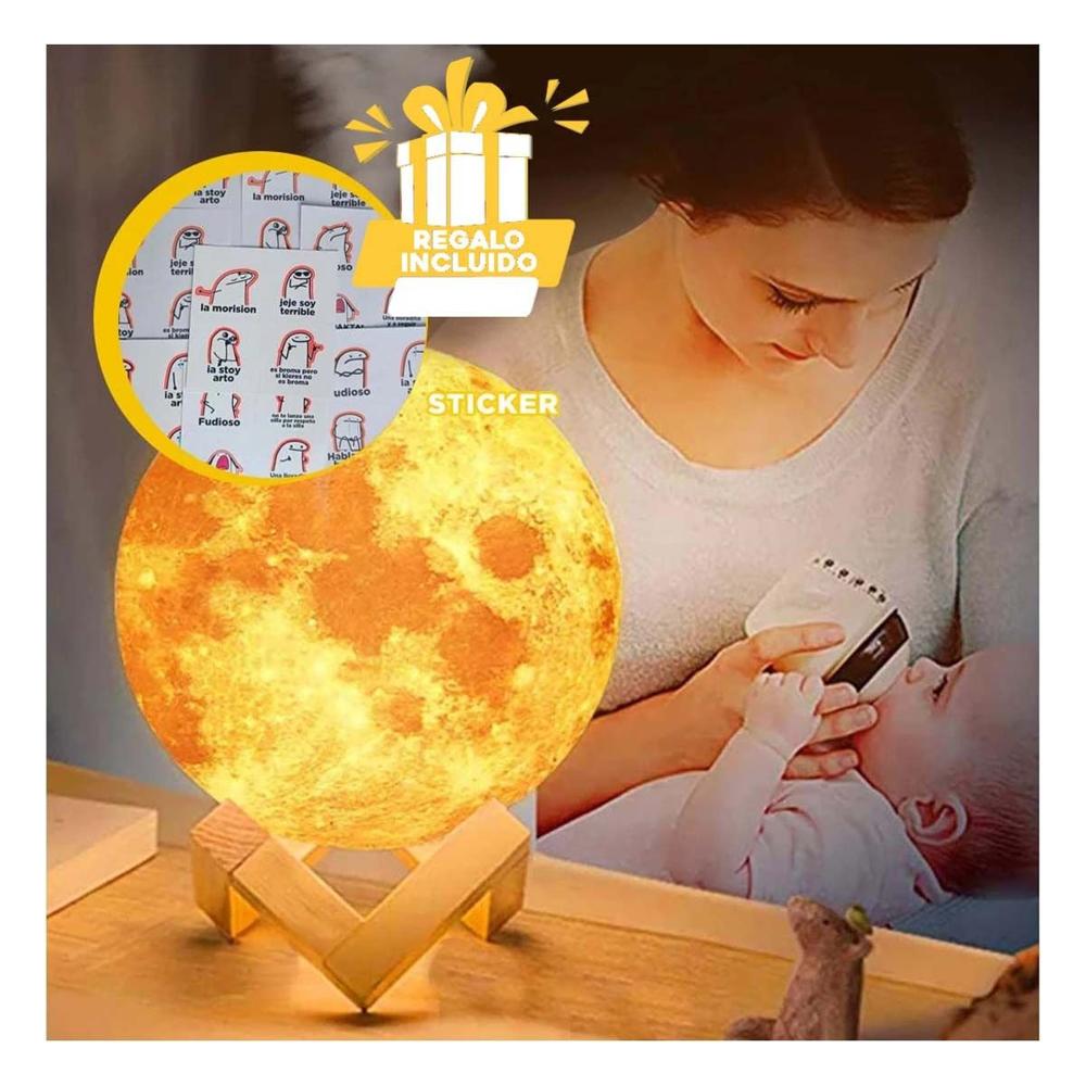 Calido Decorativo Humidificante con Lampara Lunar Ambiental Y+Regalo Sticker