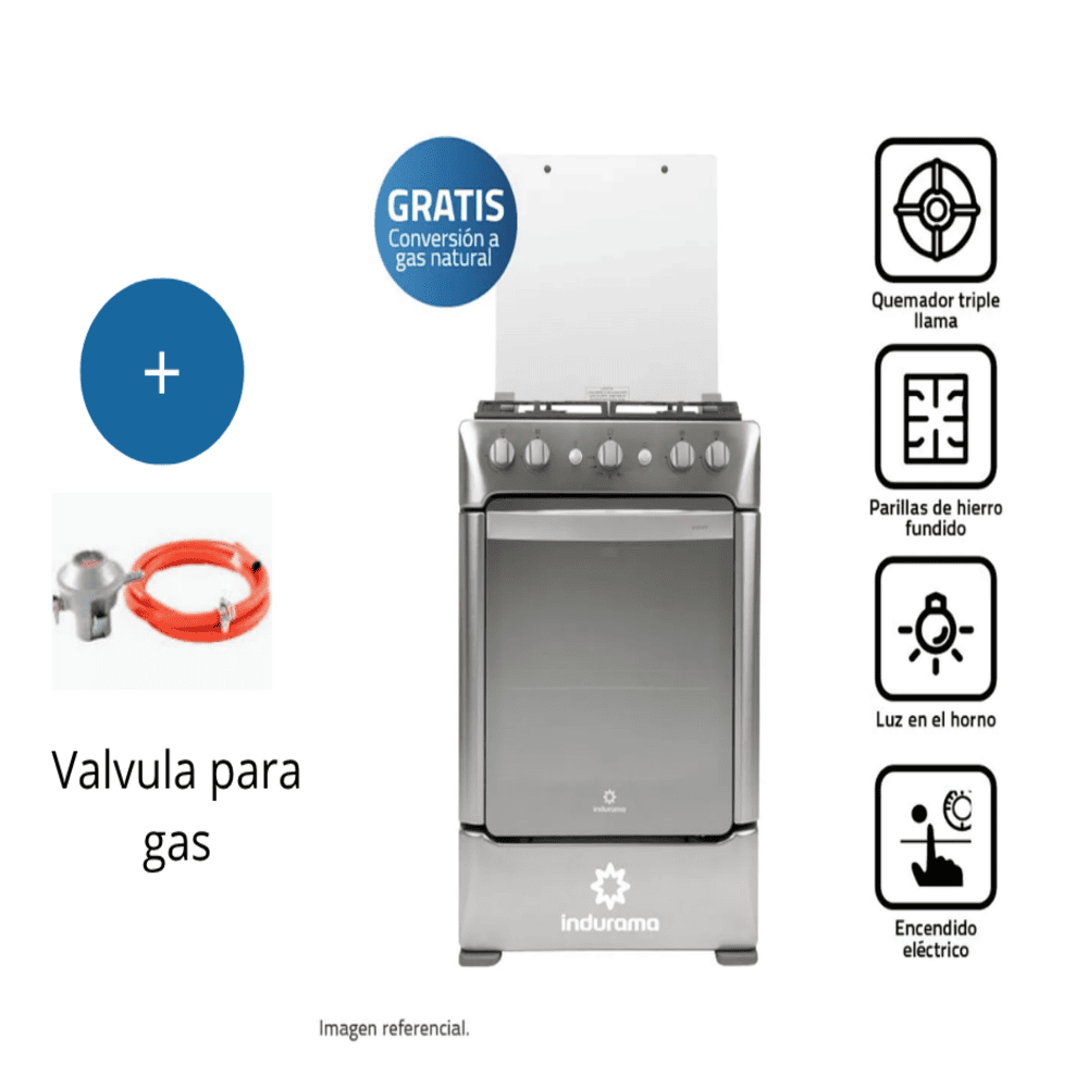 Cocina Indurama Granada Zafiro 4 Hornillas cn Valvula de Gas