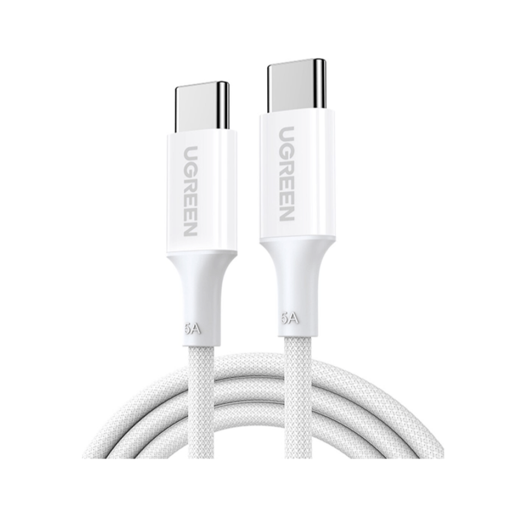 Cable Ugreen USB-C a USB-C PD 100W 5A Trenzado 1m Blanco L502 35220