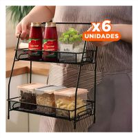Pack6 Mueble 2 Niveles Multiuso Ligero y Resistente para Uso Diario Negro Y+Papel Regalo