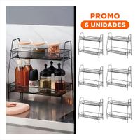 Pack6 Mueble 2 Niveles Multiuso Compacto y Practico para Hogar Seguro Negro
