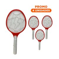 Pack4 Raqueta Mosquitera Portatil para Dormitorio Sala y Oficina Rojo Y+Regalo Sticker