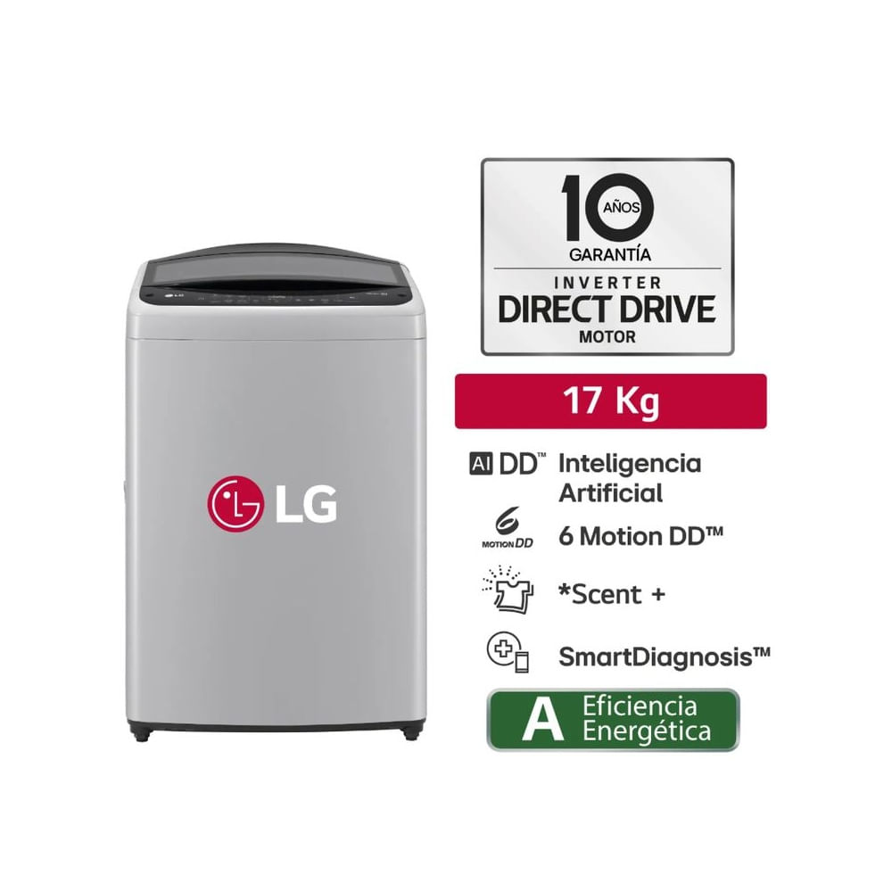 Lavadora De 17 Kg Carga Superior Con Ai Dd Gris Wt17dv6t