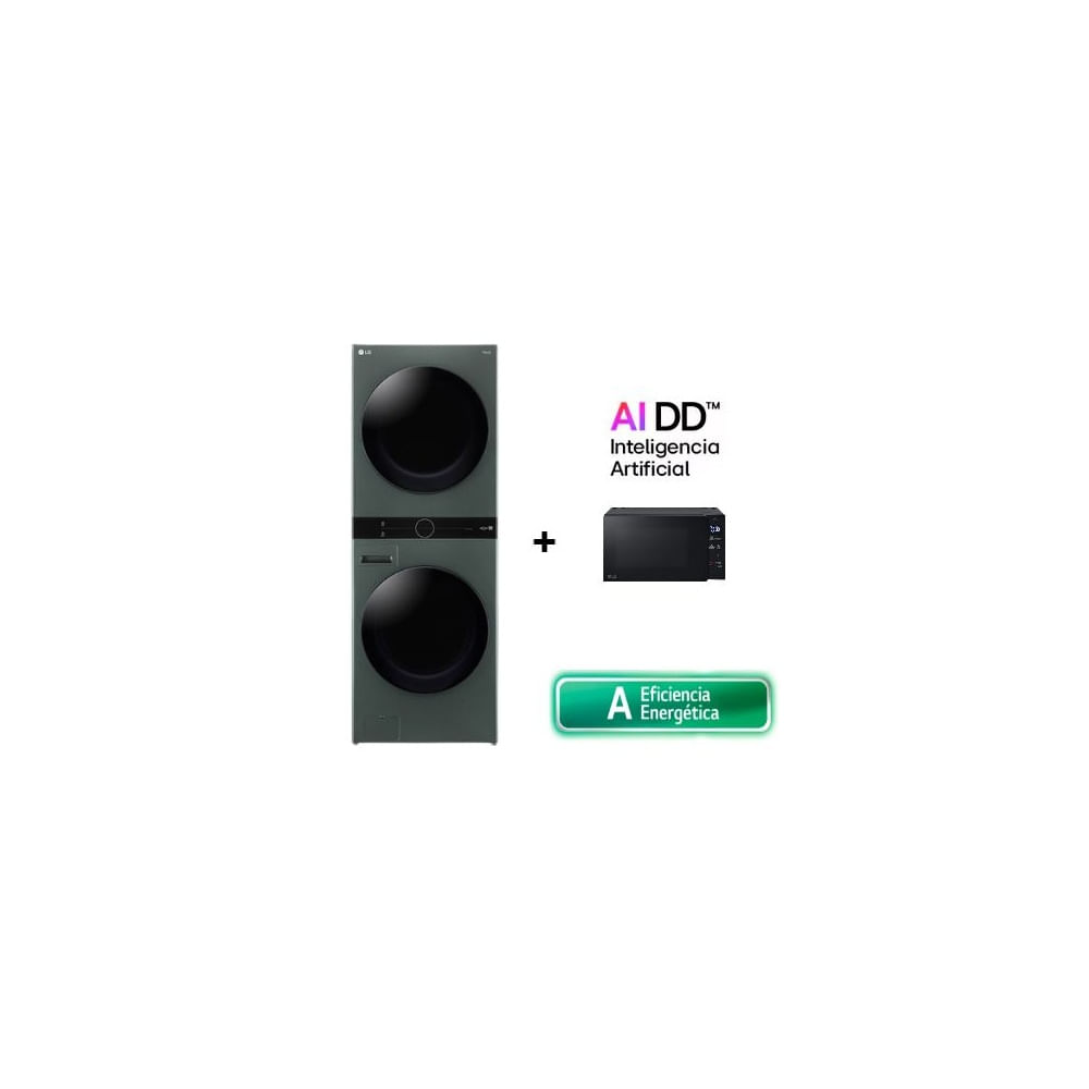 COMBO LG WashTower WK22GGS6 22Kg lavado y 16Kg de secado + Microondas LG MS2032GAS NeoChefTM 20L