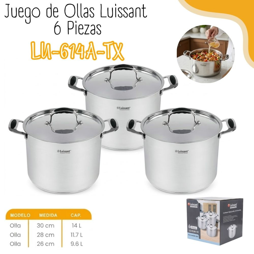 Juegos de Ollas De Acero Luissant LU-614A-TX