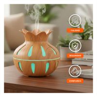 Difusor para Uso Interior 12x11cm Humificadora Forma Floral Madera Claro Y+Papel Regalo