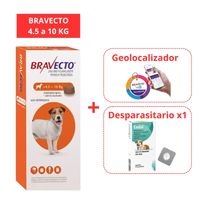Combo Antipulga Bravecto 4.5 - 10 kg más Gratis Geolocalizador y Endal Plus