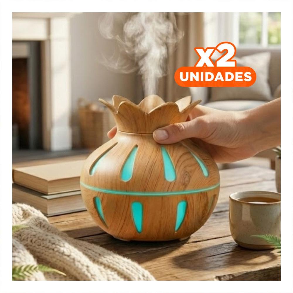 Pack2 Humificador con Forma de Flor 12x11cm Color Madera Claro Y+Papel Regalo