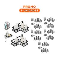 Pack6 Torre Esquinero Vertical 5 Piezas Negro Ahorro de Espacio Casa