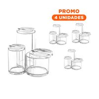 Pack4 Caja tubular acrilica con 3 espacios y tapa para orden transparente Y+Regalo Sticker
