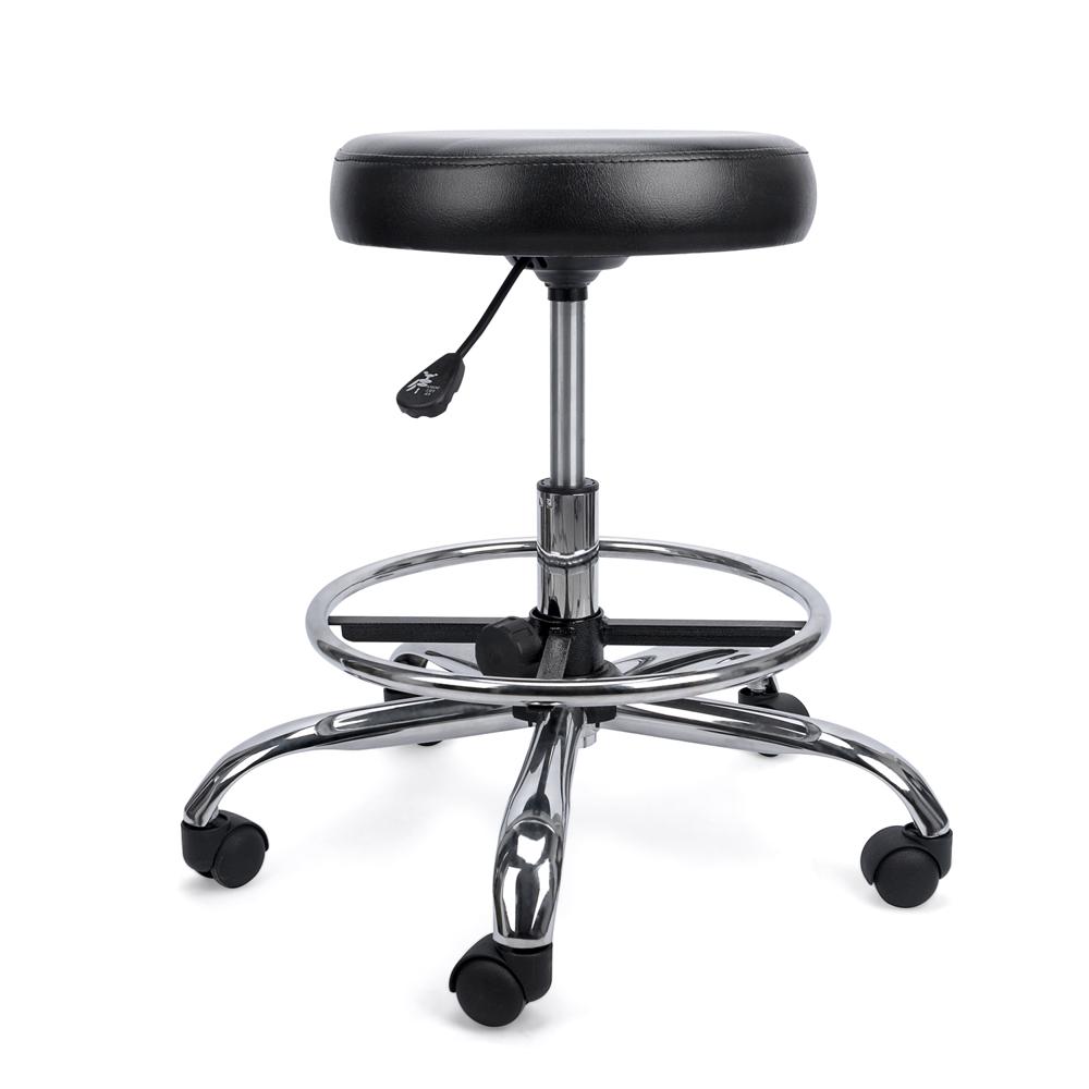 Taburete de Acero Inoxidable con Asiento Giratorio Rodante