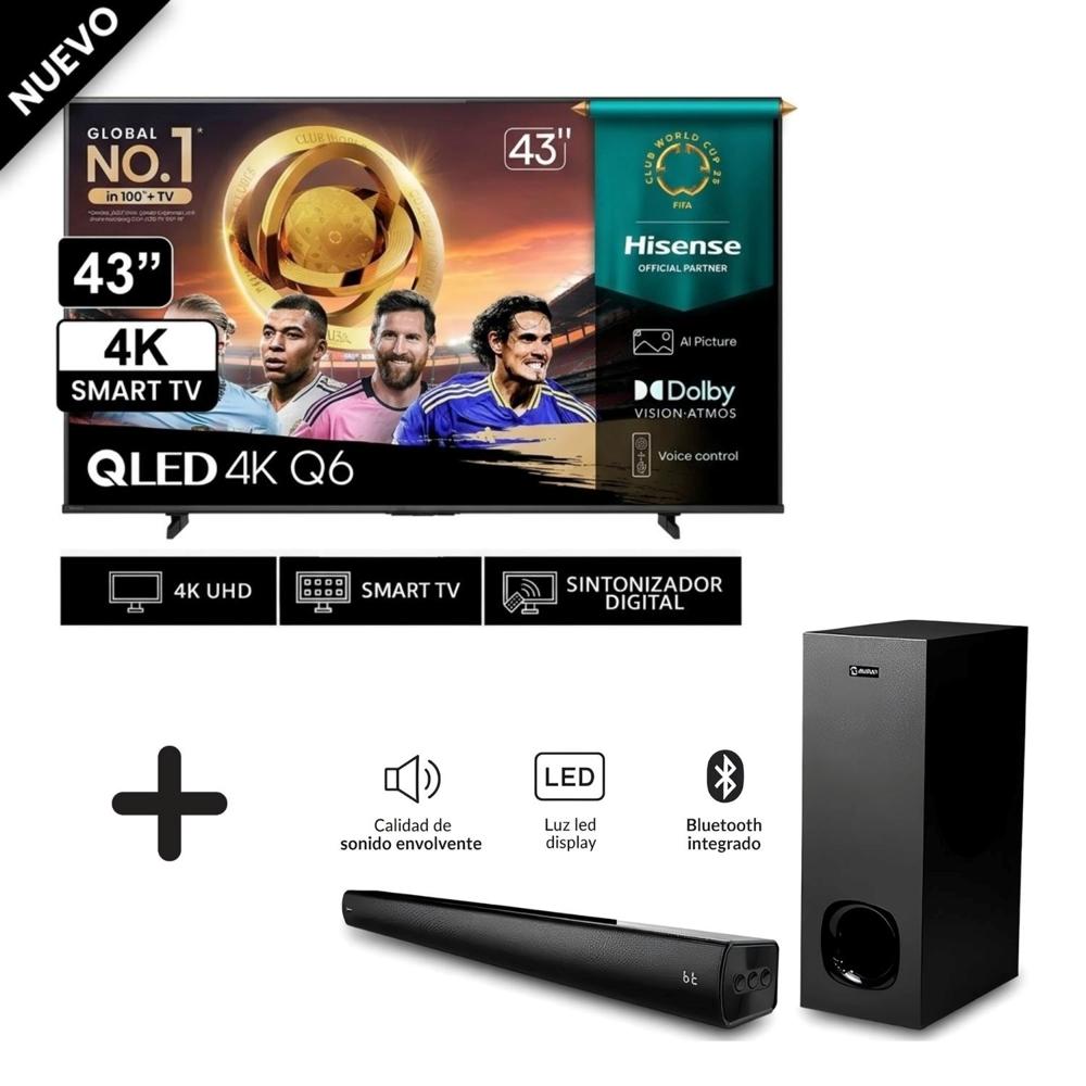 Televisor Hisense Smart TV 43 43Q6QV  + Soundbar SBM-S30Y