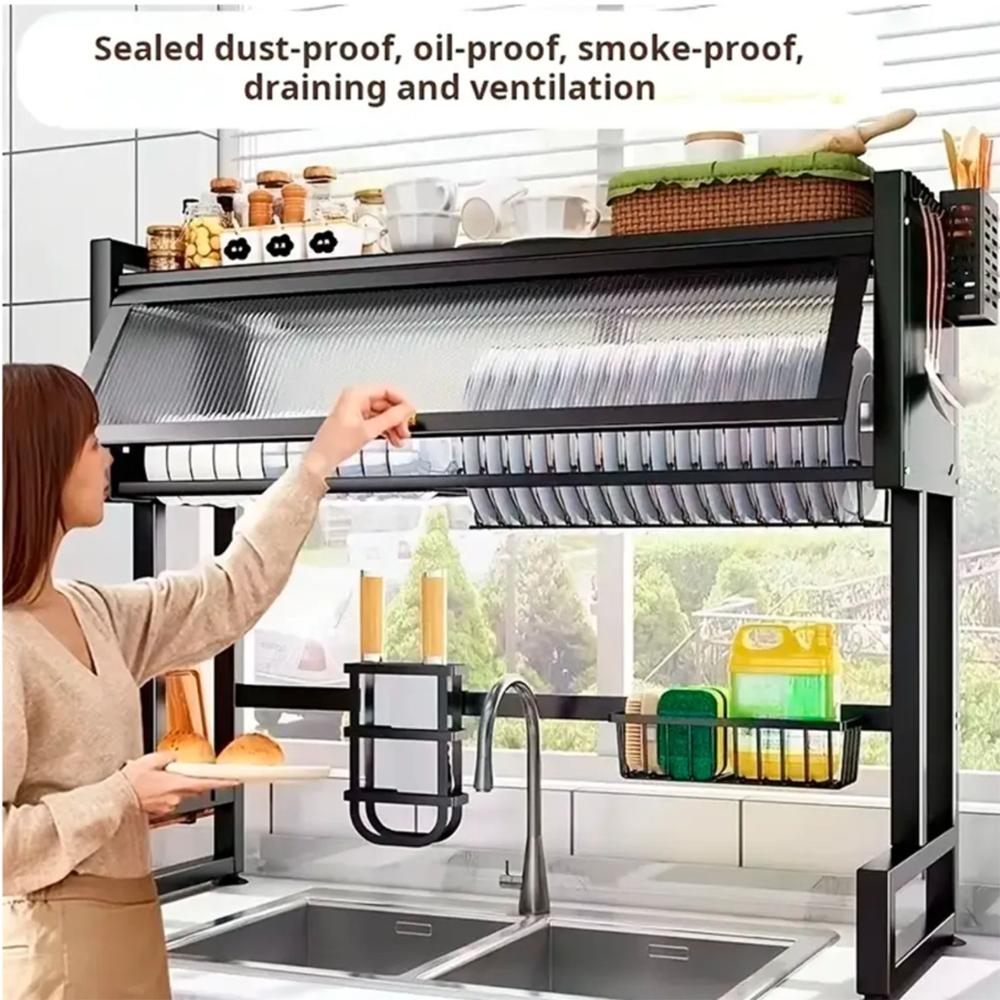 Escurridor de Platos Dos Niveles Negro 85 cm Cocina