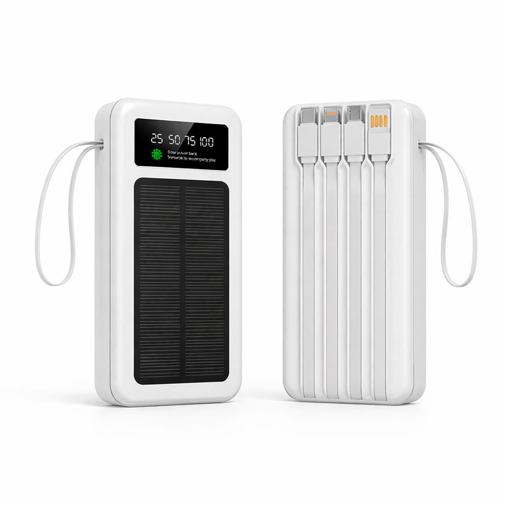 Cargador Portátil Power Bank 25000 mAh Demgel Blanco 4 Cables Integrados