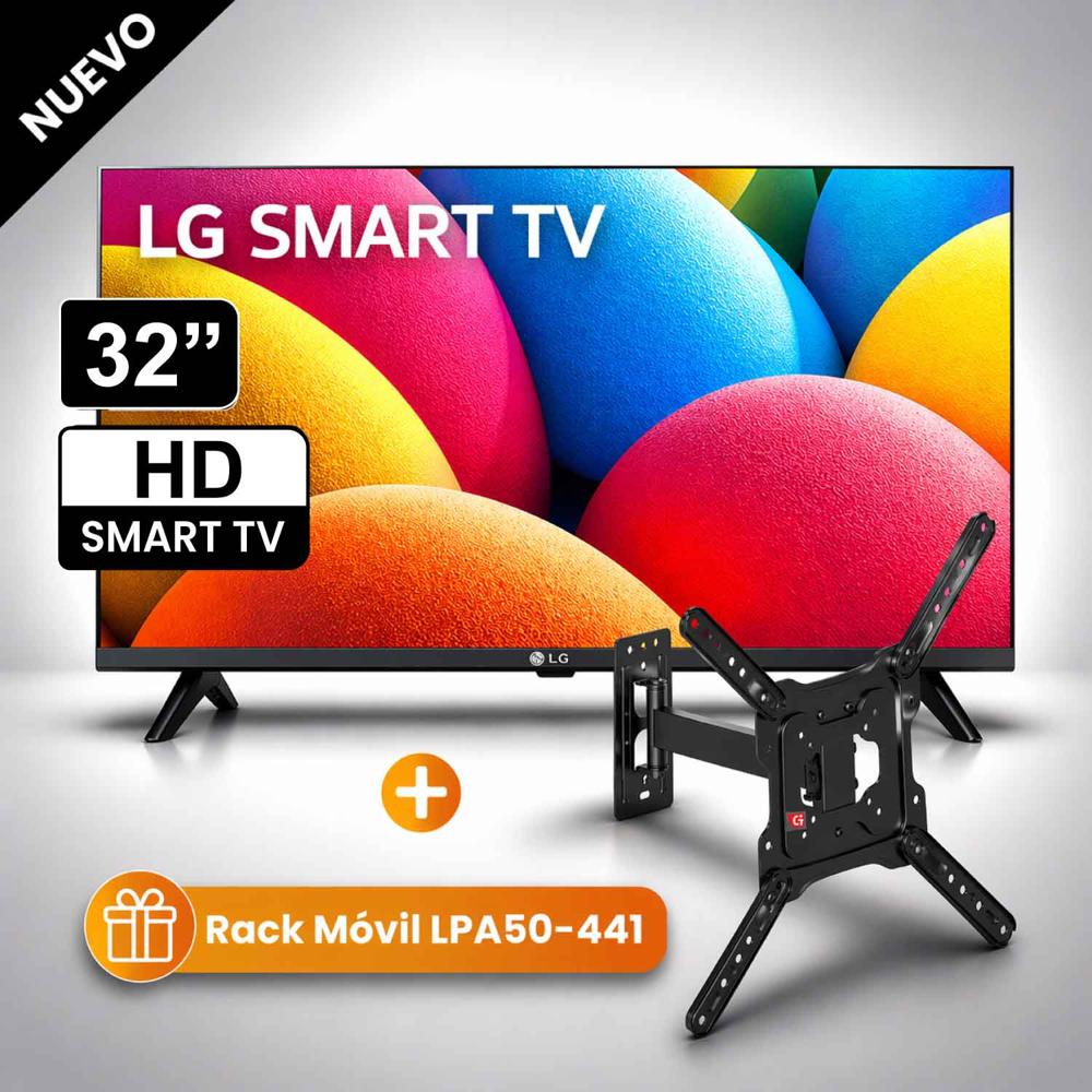 Televisor LG Smart TV 32 HD 32LR600BPSC con webOS y AI ThinQ 2025 RACK MOVIL