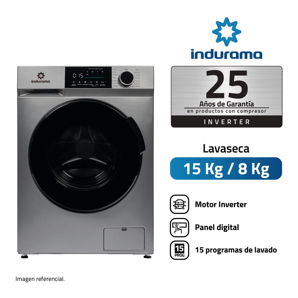 Lavaseca Indurama LRI-315C 15kg/8kg Carga Frontal Croma